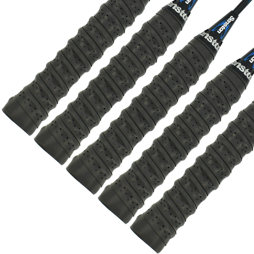 Senston New Racket Grip Anti Slip Perforated Super Absorbent Tennis Overgrip Badminton Overgrip Pickleball Overgrip 5 Pack Black