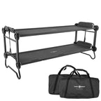 Disc-O-Bed Large Outdoor Convertible 2 Person Bench And Double Camping Cot Portable Bed Bunk System For Adults, Black