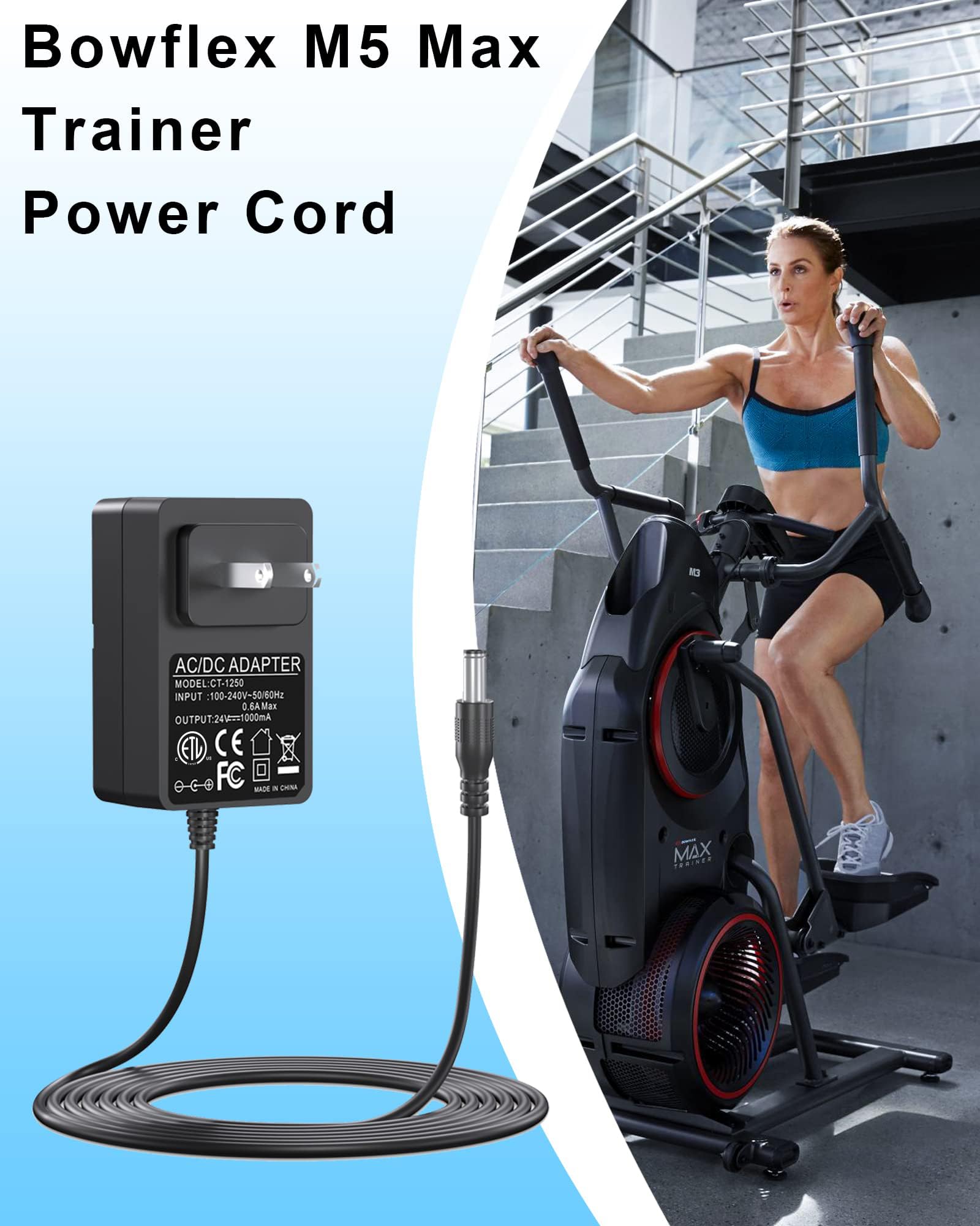 For Bowflex Max Trainer Power Cord Compatible With Bowflex Max Trainer M5 Power Cord, M3 M7 M8 Hvt Exercise Elliptical Treadmill