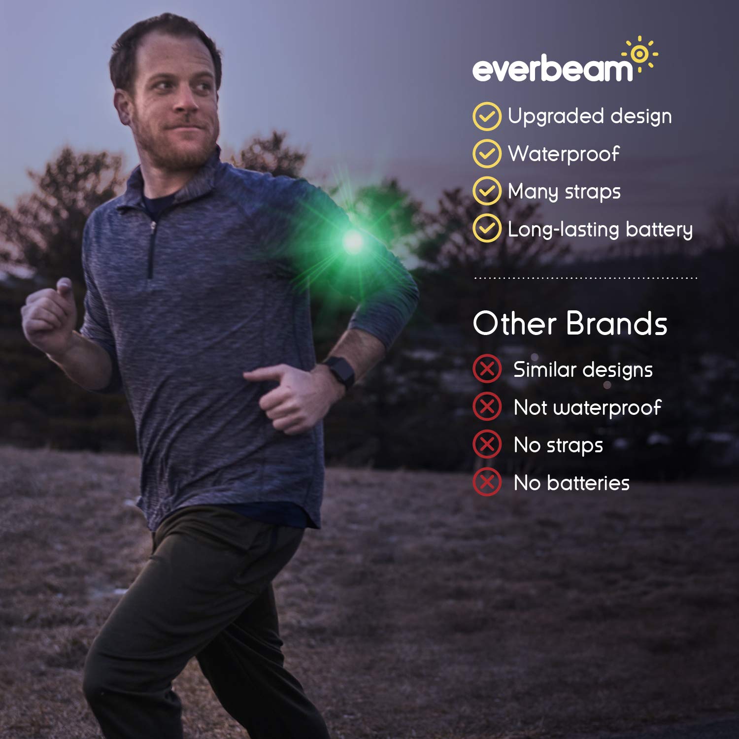 Everbeam E100 Led Safety Lights For Walking At Night - Waterproof Bike Led Light Excellent For Runners, Cycling, Dog Walking, Ka