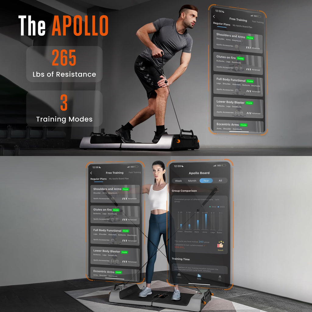 Squatz Apollo Fitness Board - Foldable Multifunctional Workout Device With Standard, Eccentric, And Isokinetic Training Modes, W