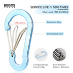 Booms Fishing Cc5 Multi-Use Carabiner Clips, 10 Pack 2.7 Small Caribeener Clips, Mini Keychain Caribeaner Clip, Aluminum D Ring