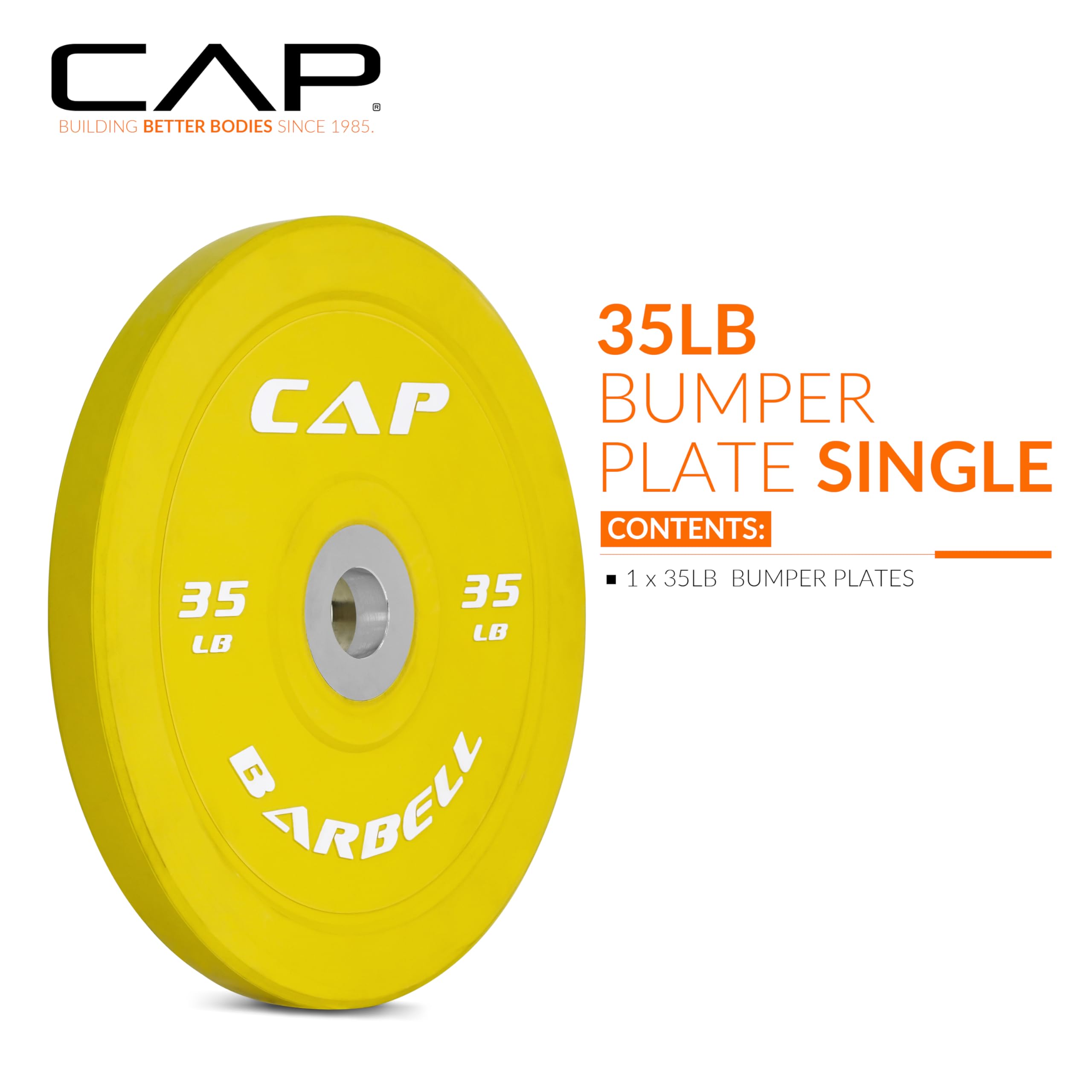 Cap Barbell Best Olympic Bumper Plate, Yellow, 35 Lb Single