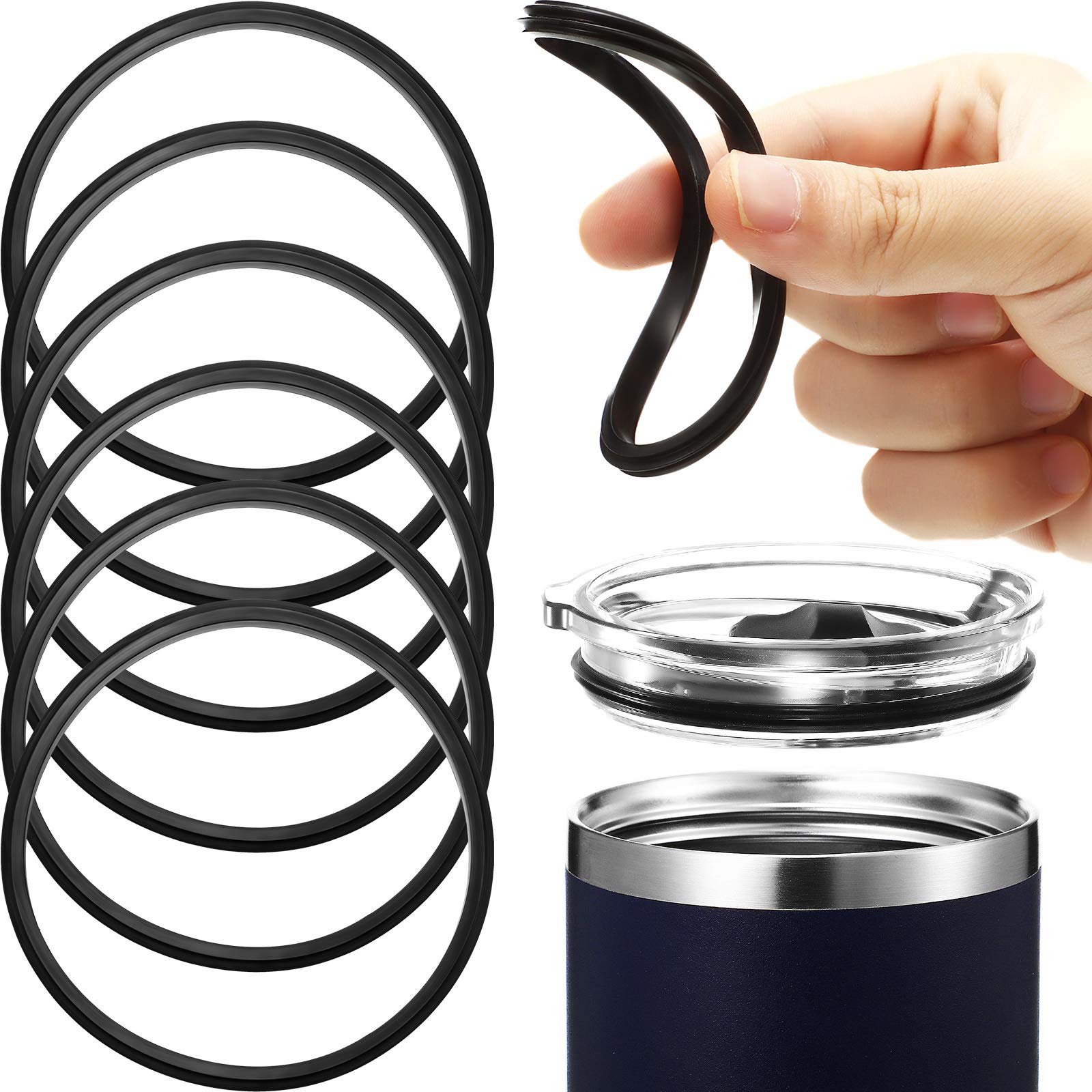 Patelai 6 Pcs 20 oz Replacement Rubber Lid Seals O Shaped Resealable Lid Gaskets for 10, 12, 16 and 20 Ounce Insulated Stainless