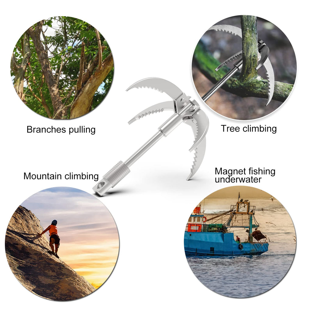 Ant Mag Grappling Hook Stainless Steel Claw Carabiner For Camping Hiking Tree Grabbing And Water Lifting Salvage