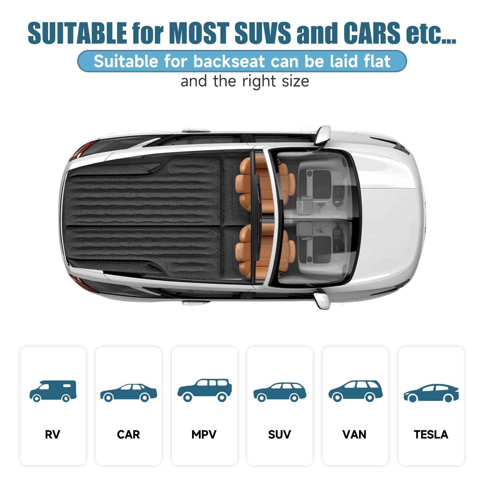 Dikasun Inflatable Suv Air Mattress Bed Car Mattress For Suv, Double-Sided Flocking Travel Camping Bed Car Air Mattress, Car Sle