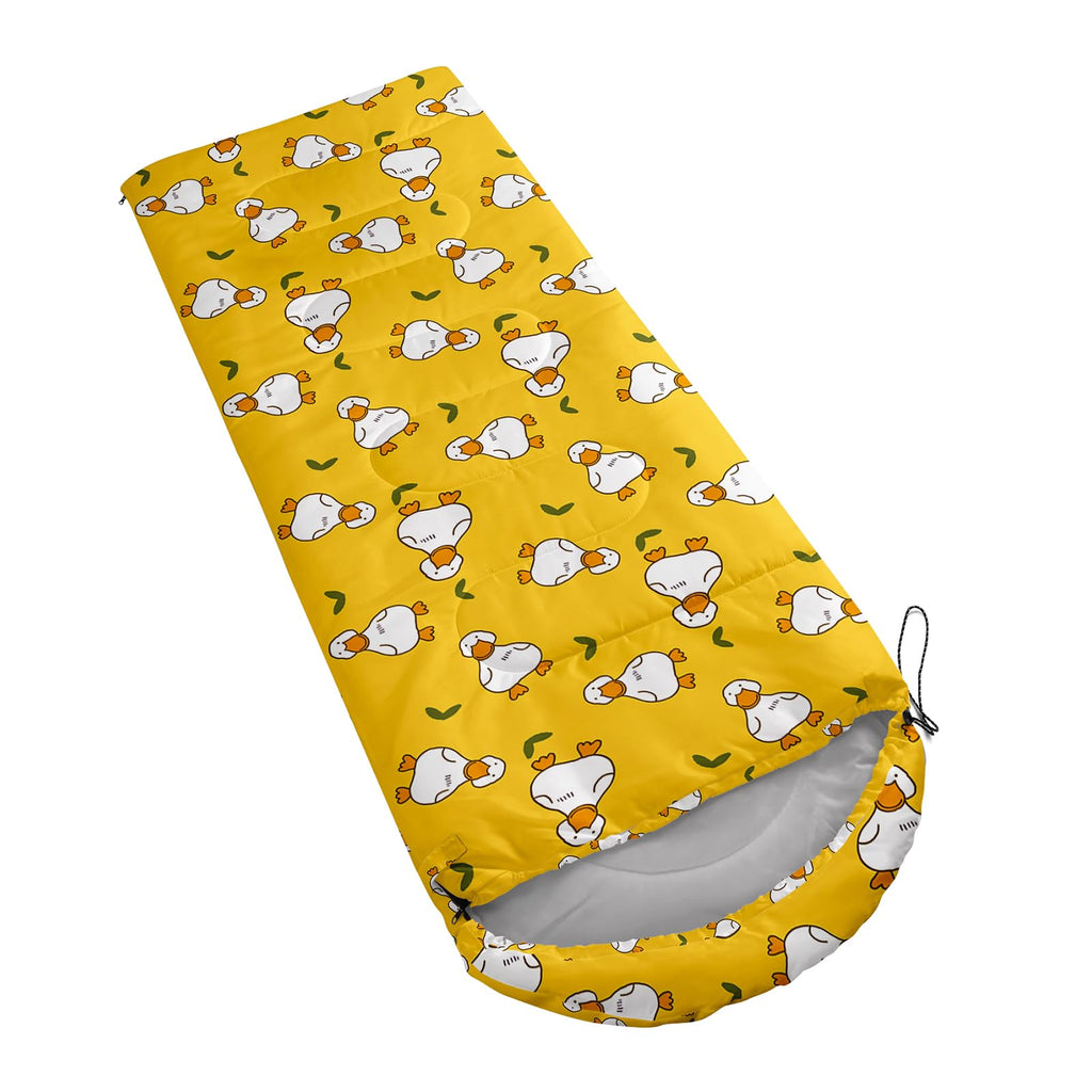 Axolotl Cute Duck Sleeping Bag With Green Leaves For Kids Adults-Lightweight Warm Cold Weather Cartoon Farmhouse Duck Sleeping B