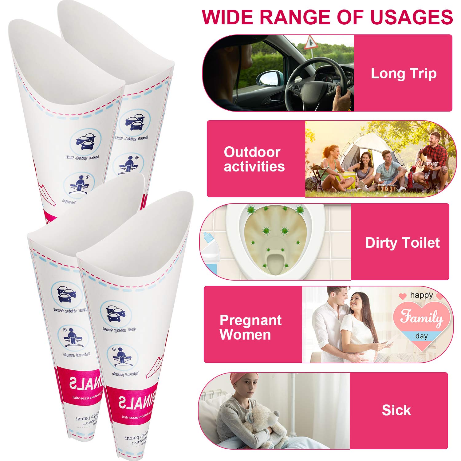 Disposable Female Urination Device Portable Lightweight Women Urinal Funnel Outside Standing Pee Cup Waterproof Paper Standing U