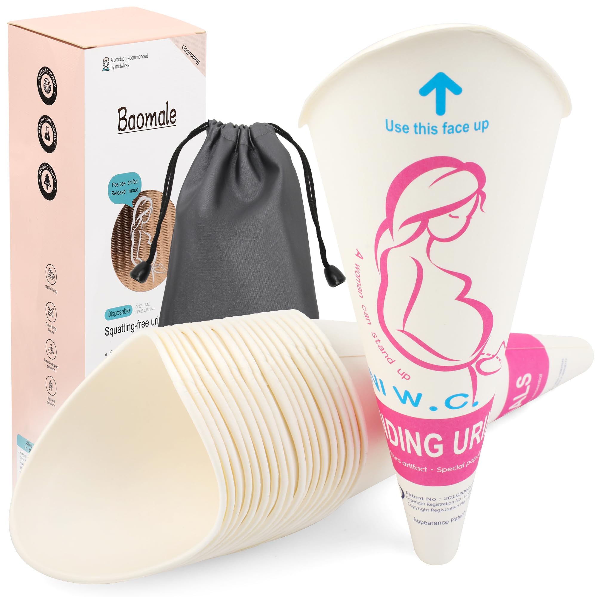 Luxiv 20 50 Pcs Disposable Female Urination Device, Portable Girl Urinal Funnel Women Outside Pee Cup Waterproof Paper Standing