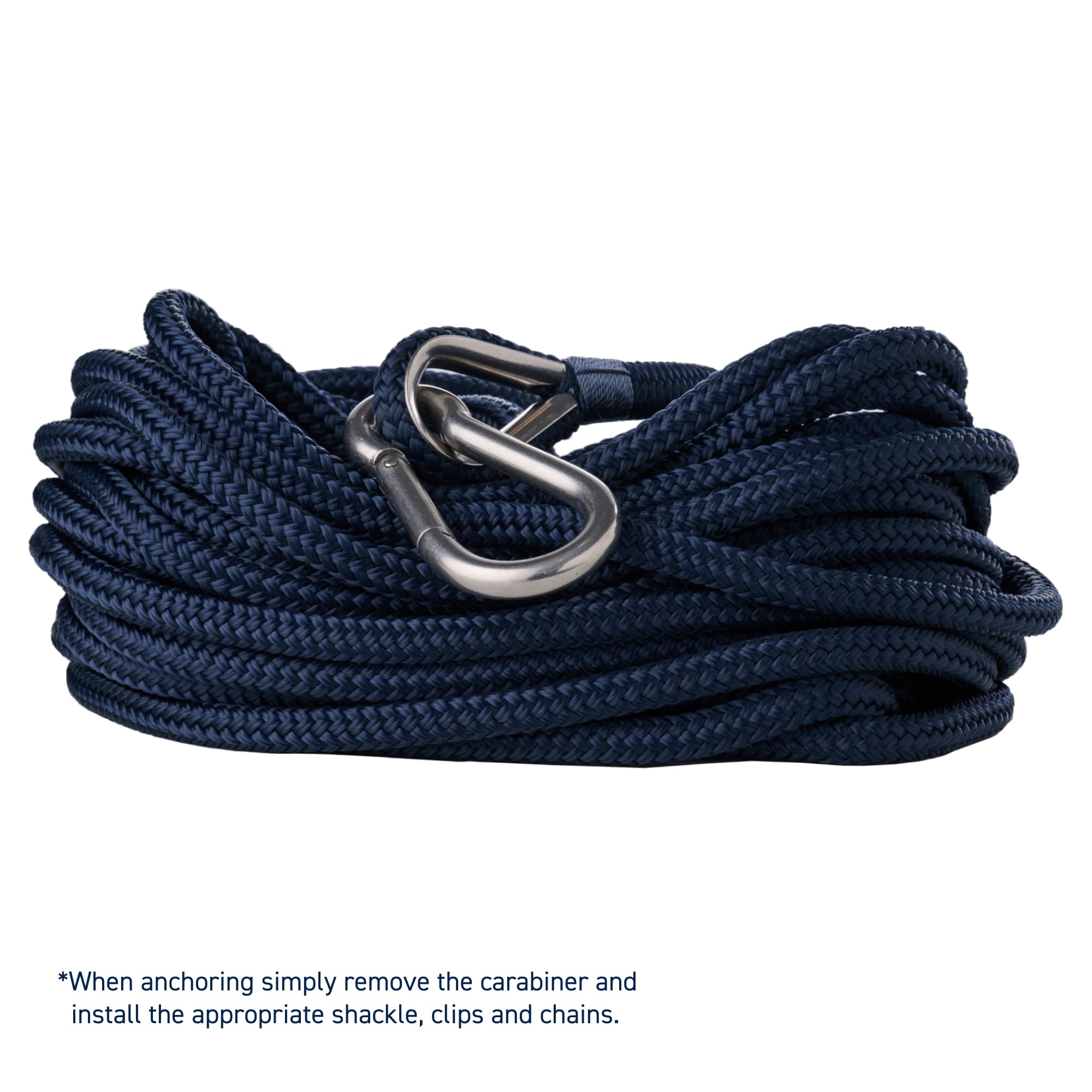 Rainiersupplyco Boat Anchor Rope - Double Braided Marine Rope Anchor Line - 50 Ft X 1/4 Inch Nylon Boating Line With 316 Stainle