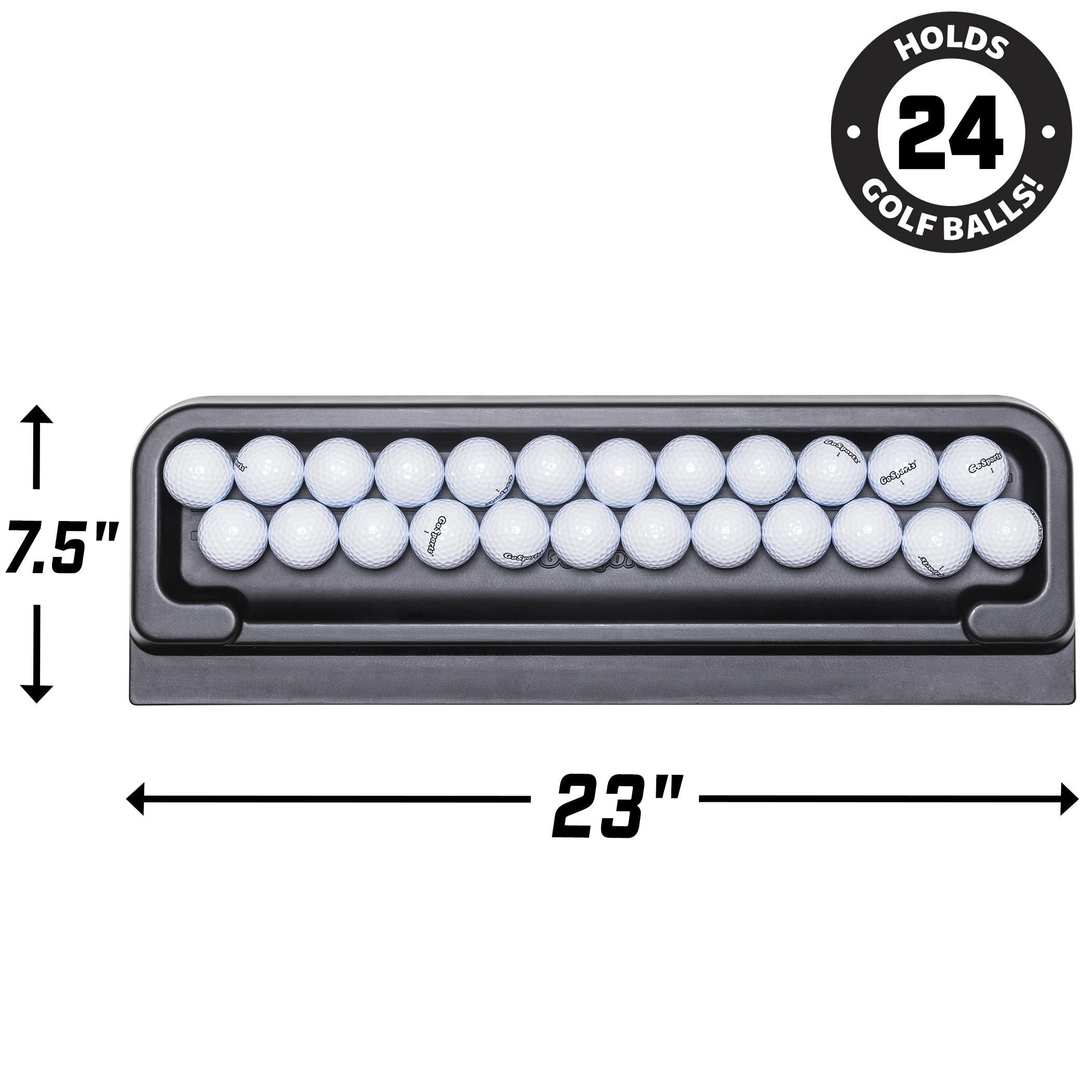Gosports All-Weather Golf Ball Tray - 24 Ball Capacity - Compatible With All Hitting Mats - Black Or Green