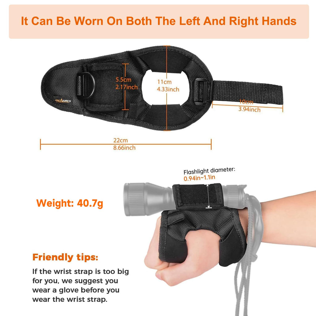 Orcatorch Diving Flashlight Glove Hands-Free Flashlight Holder Universal Adjustable Wrist Strap Scuba Dive Lights Accessories (N