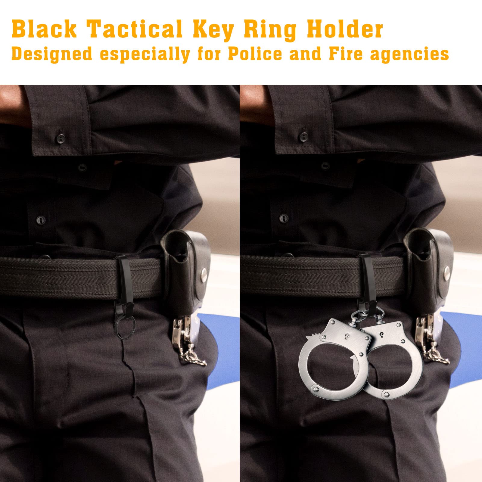 Jotovo Tactical Stealth Key Ring Holder Special For Police And Fire Agencies Duty Belt, Double Side Quick Release Key Holder Wit