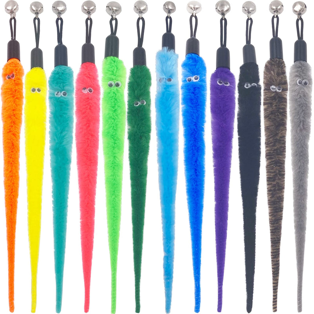 Tienailing Cat Worm Toy Refills Cat Wand Replacement Worms, 12 Pcs Cat Worms Refill, Interactive Cat Wand Replacement Worm For C