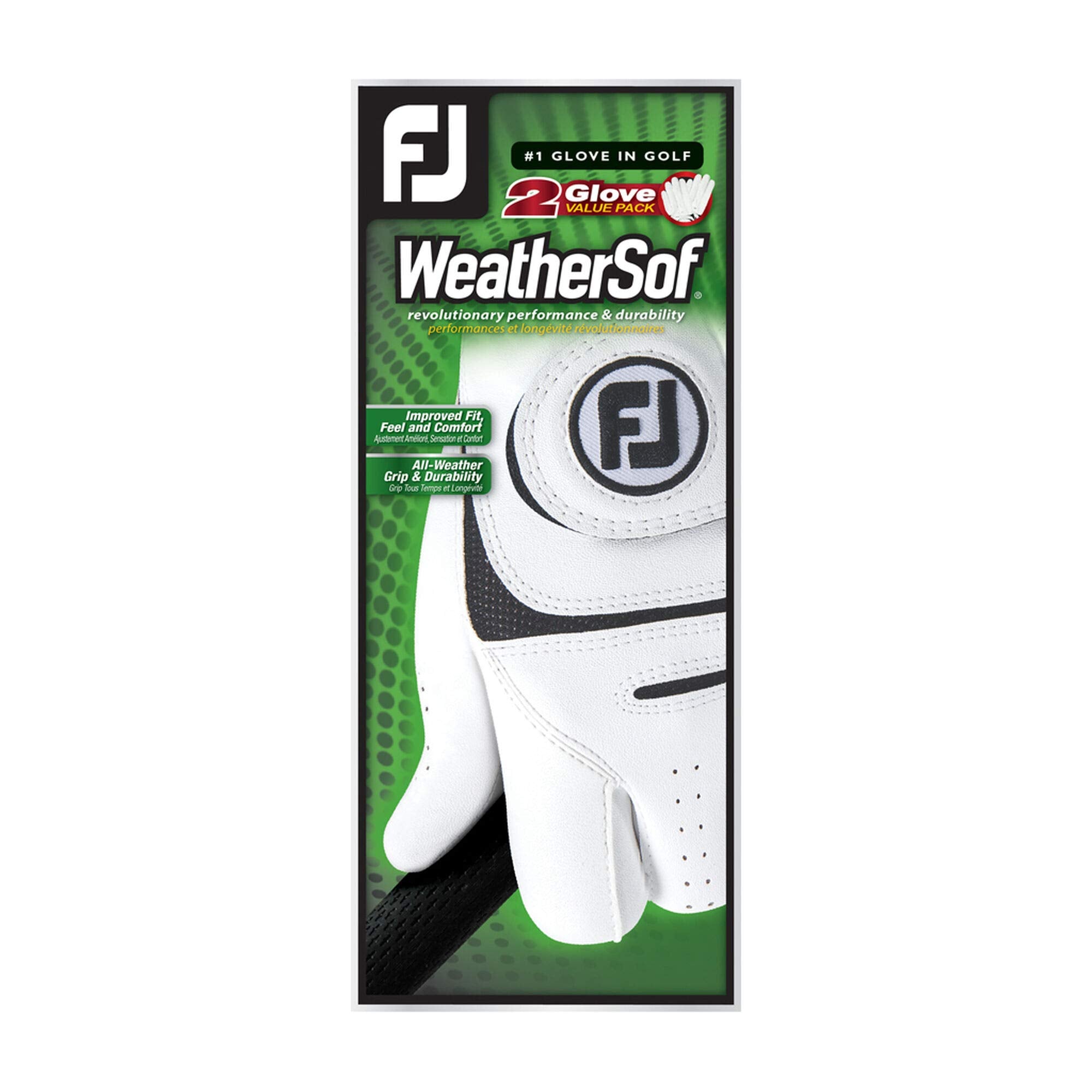 Footjoy Men'S Weathersof (Pack Of 2) Golf Glove White Cadet X-Large, Worn On Left Hand
