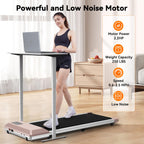 Deer Run Walking Pad, 2 In 1 Portable Silent Under Desk Treadmills For Home Use, 5-Layers Shock-Absorbing Running Belts, Remote