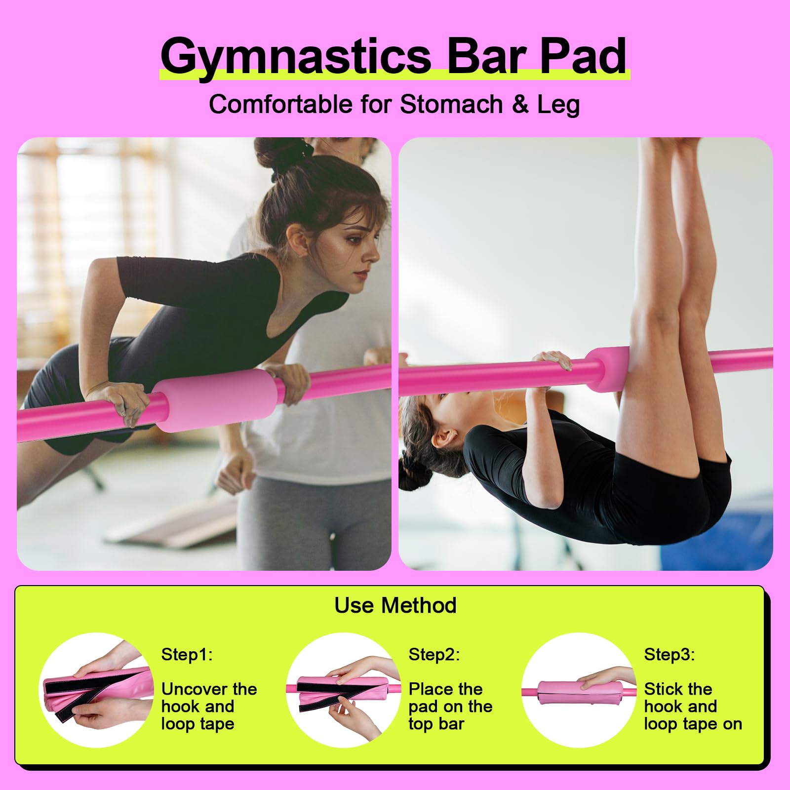 Safly Fun Expandable Gymnastics Bars Junior Training Bar Gymnastic Folding Horizontal Bars With Mat For Kids(Pink+Mat)