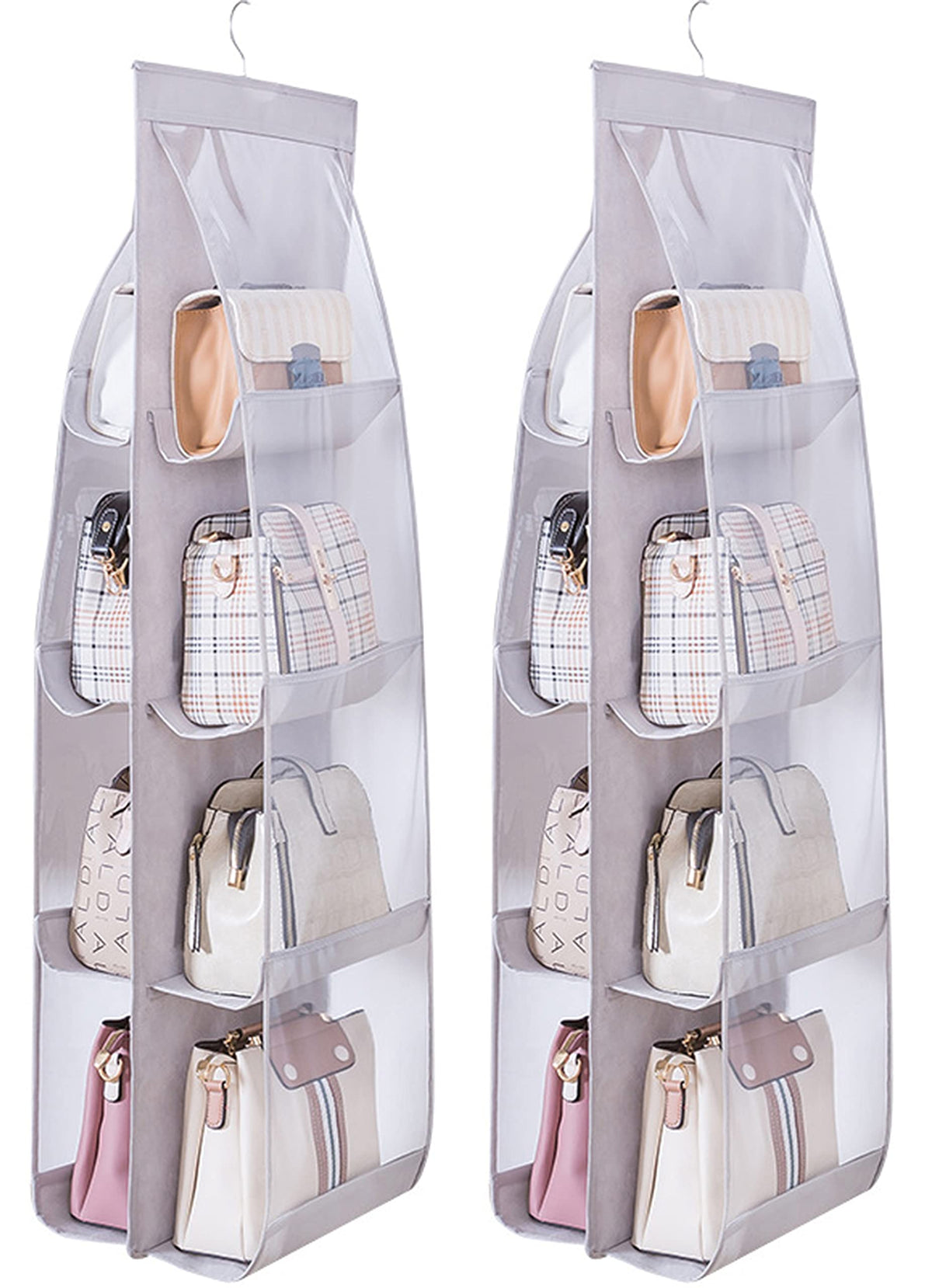 Zibuyu 2 Pack Handbag Organizer With 8 Clear Pvc Pockets, Space Saving