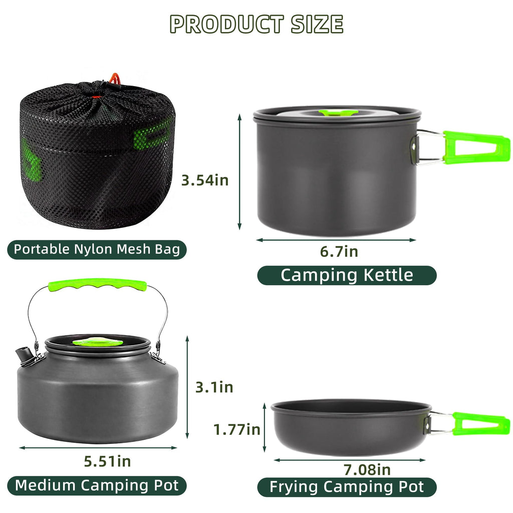 Aigear Camping Cooking Set Cookware Mess Kit With Storage Bag Pot Pan And Teapot Set Camping Accessories For Outdoor Camping Hik