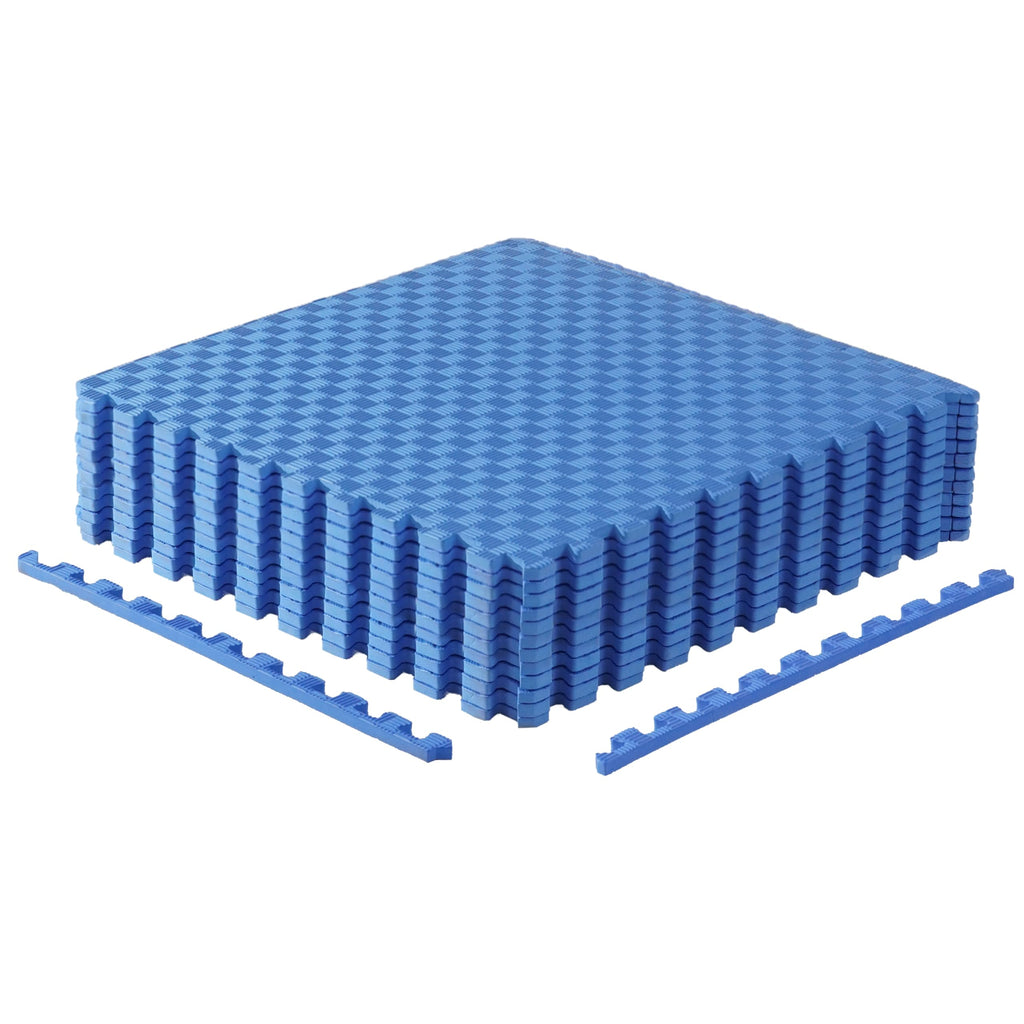 Cap Barbell 1/2-Inch Interlocking Eva Foam Exercise Puzzle Mats - 2 Pack | 24'' X 24'' X 1/2'' | Tatami Pattern - Blue