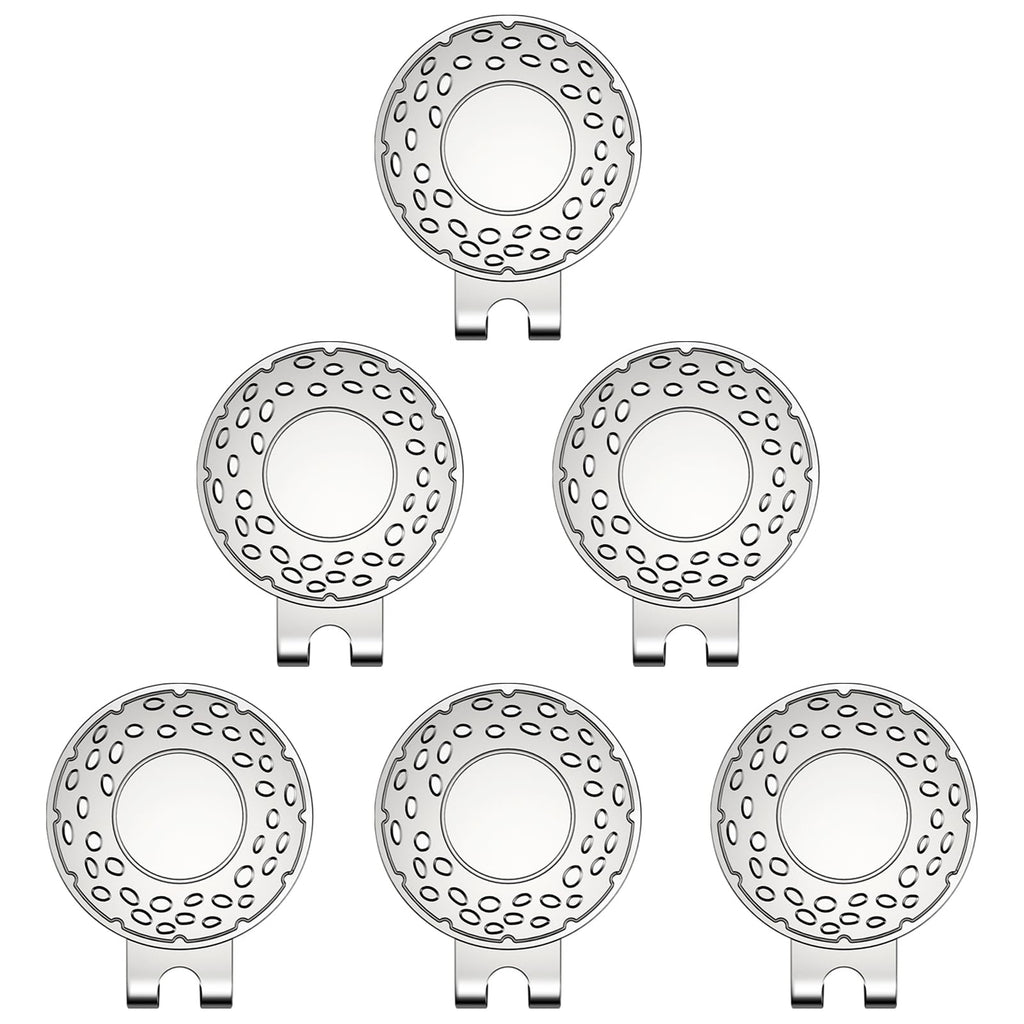Magnetic Golf Hat Clip Golf Ball Aiming Marker Professional Golf Training Aids Accessories,6 Pieces (Sliver)