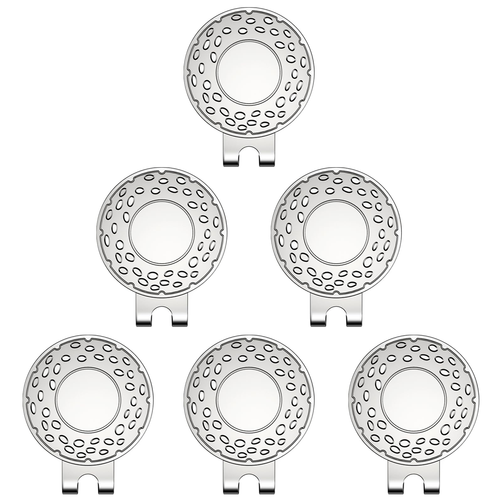 Magnetic Golf Hat Clip Golf Ball Aiming Marker Professional Golf Training Aids Accessories,6 Pieces (Sliver)