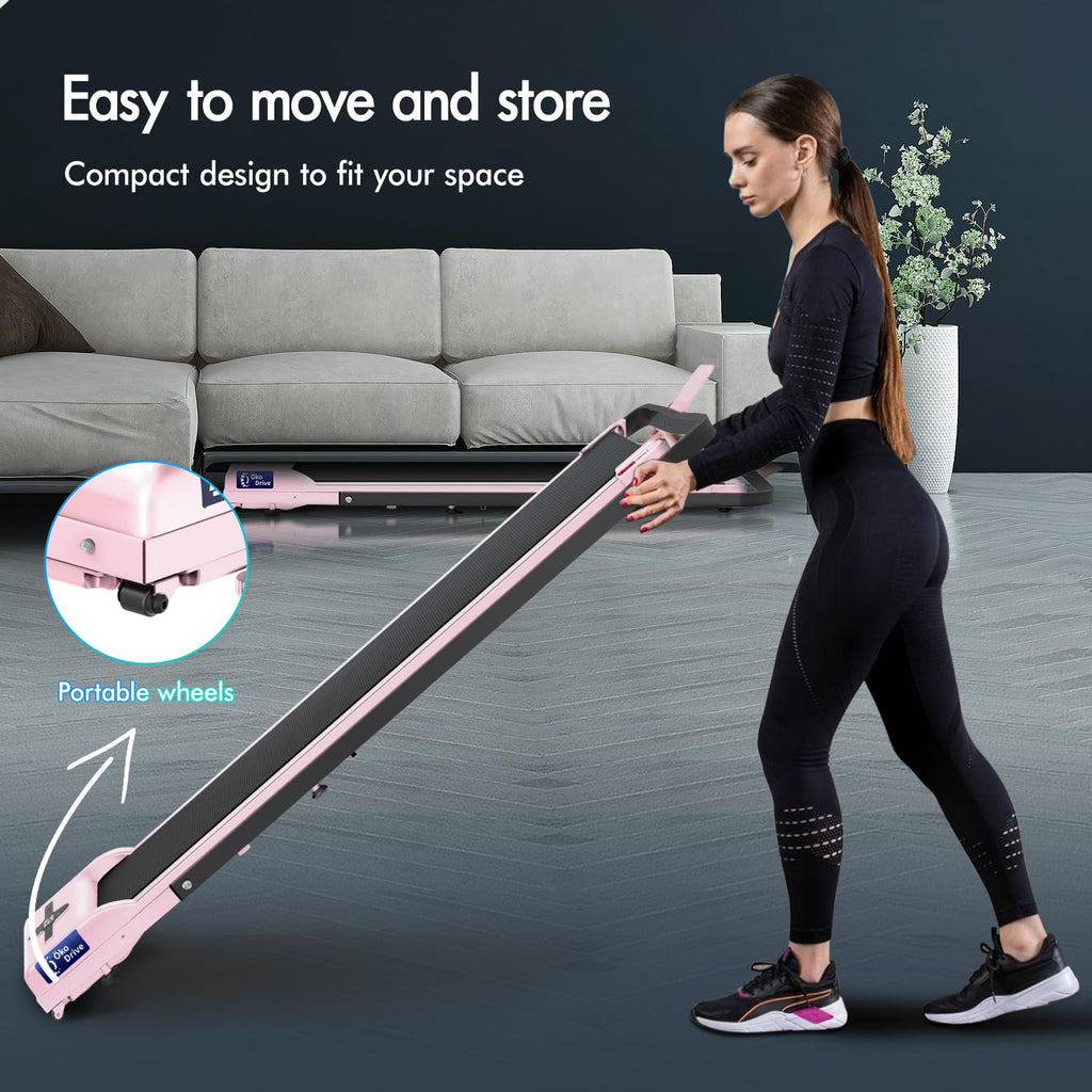Black Lord 4 In 1 Walking Pad With Handle Bar, 2.7 Hp Quiet Foldable Under Desk Treadmill W/Bluetooth Speaker, Small Portable Ru