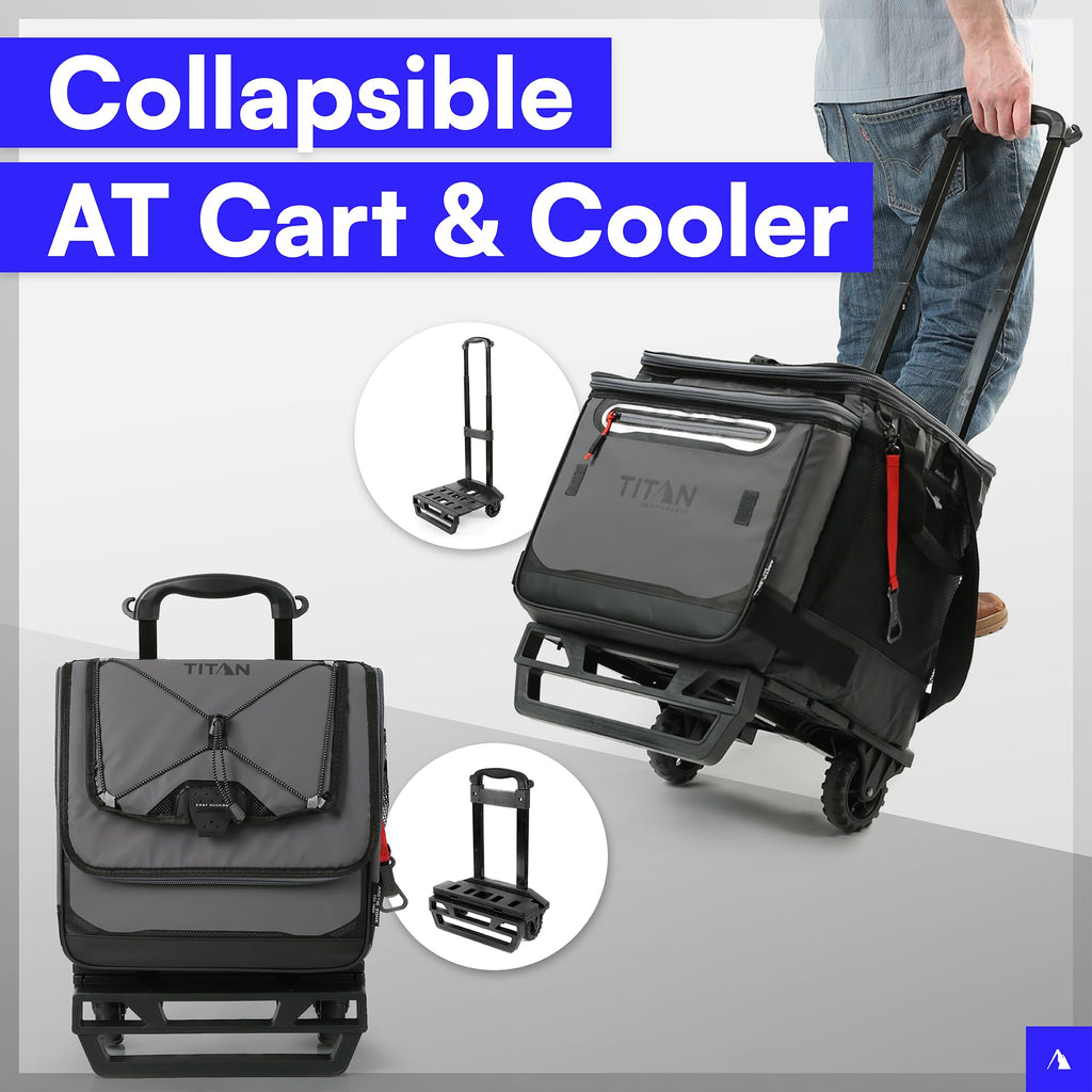 Titan by Arctic Zone Deep Freeze 60 (50+10) Can Wheeled Cooler - Collapsible Rolling Cooler with Wheels and All-Terrain Cart, Sh