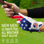 Finger Ten Golf Gloves Men Left Hand With Ball Marker Usa Flag 2 Pack For Right Handed Golfer Leather Breathable Comfortable All