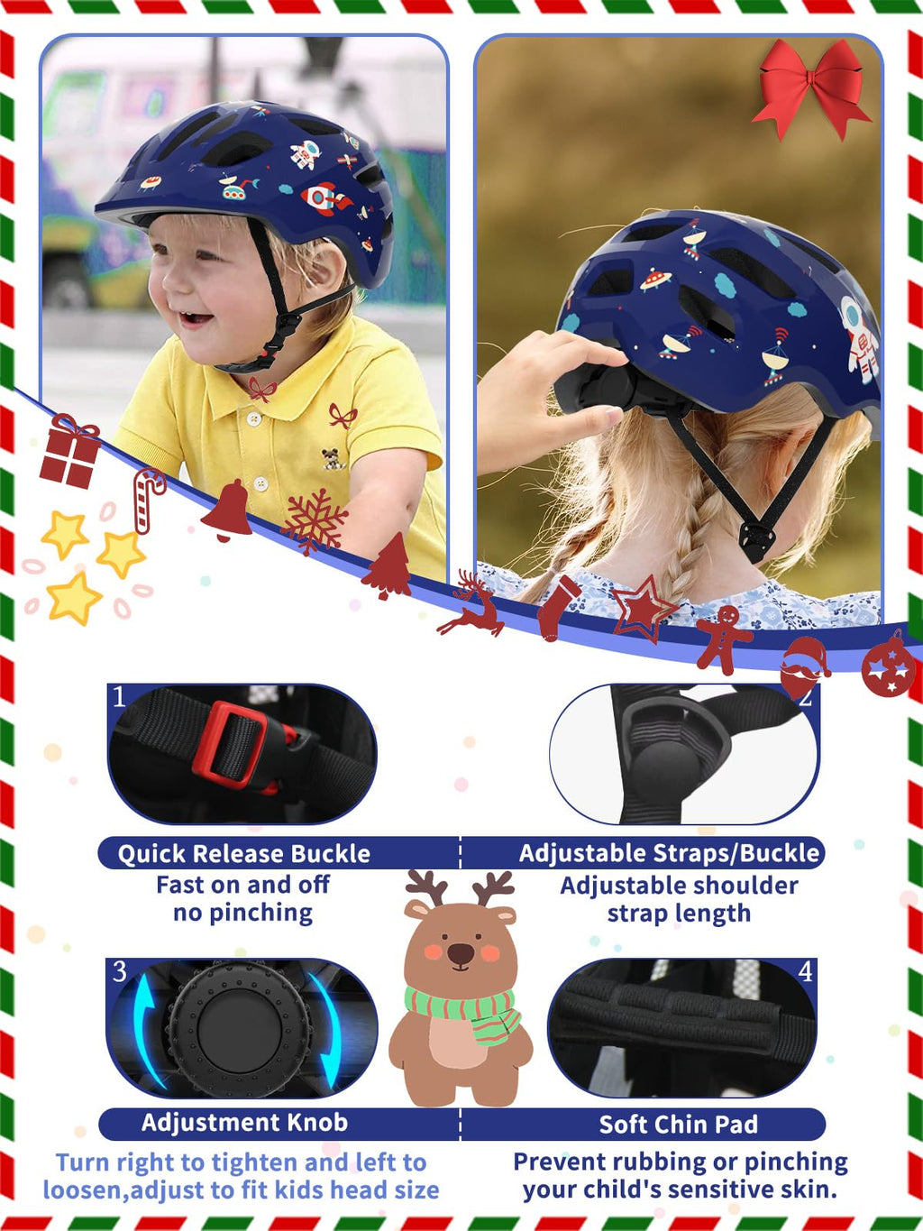 XJD Toddler Helmet Kids Bike Helmet Multi-Sport Adjustable Skateboard for Kids Boys Girls Infant Lightweight for Age 1 and Older