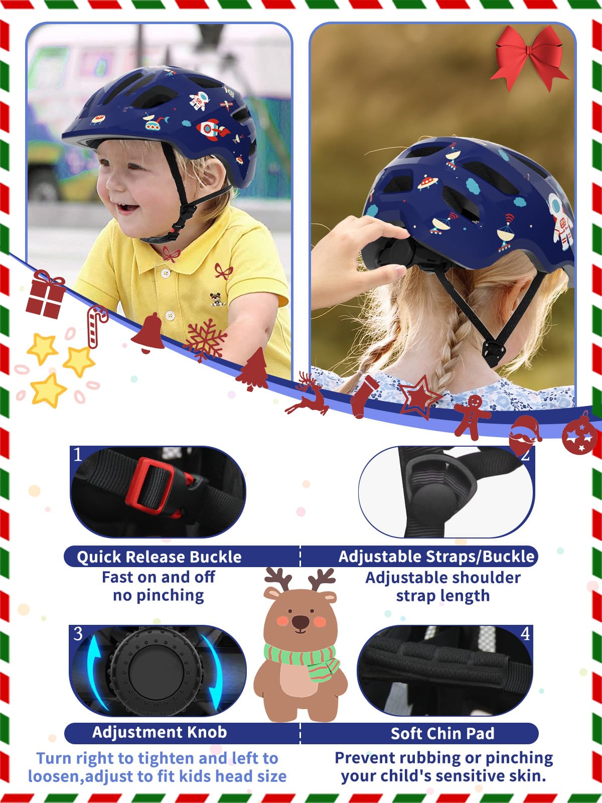 XJD Toddler Helmet Kids Bike Helmet Multi-Sport Adjustable Skateboard for Kids Boys Girls Infant Lightweight for Age 1 and Older
