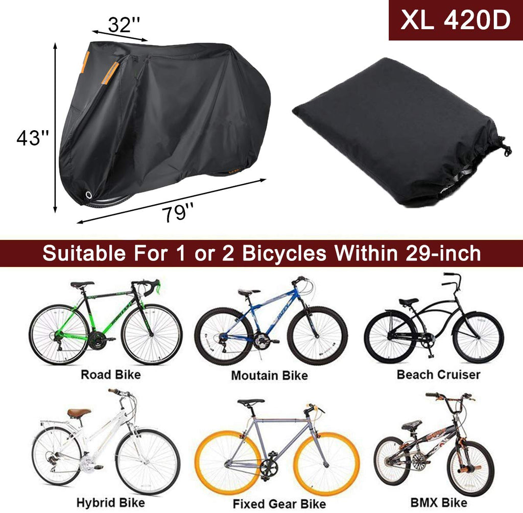 Szblnsm Bike Cover For 1, 2 Or 3 Bikes - Outdoor Waterproof Bicycle Covers - 420D Heavy Duty Ripstop Material Offers Constant Pr