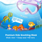 Kids Snorkel Swim Mask, Child Diving Mask Anti-Fog Swim Goggles With Nose Cover For Snorkeling Diving Swimming (Purple)
