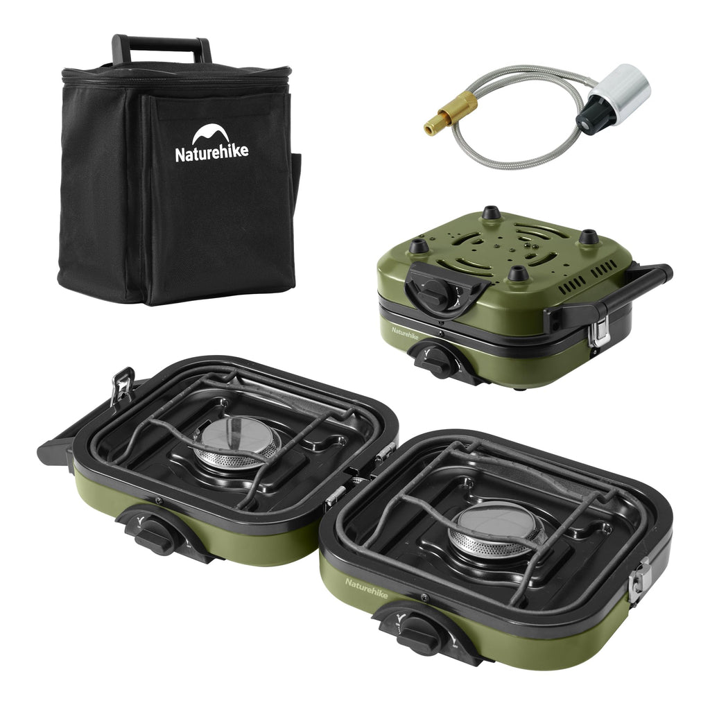 Naturehike 2 Burner Folding Camping Stove, Portable Propane Gas Stove With Carry Bag, 16000 Btu High-Performance Camp Stove With