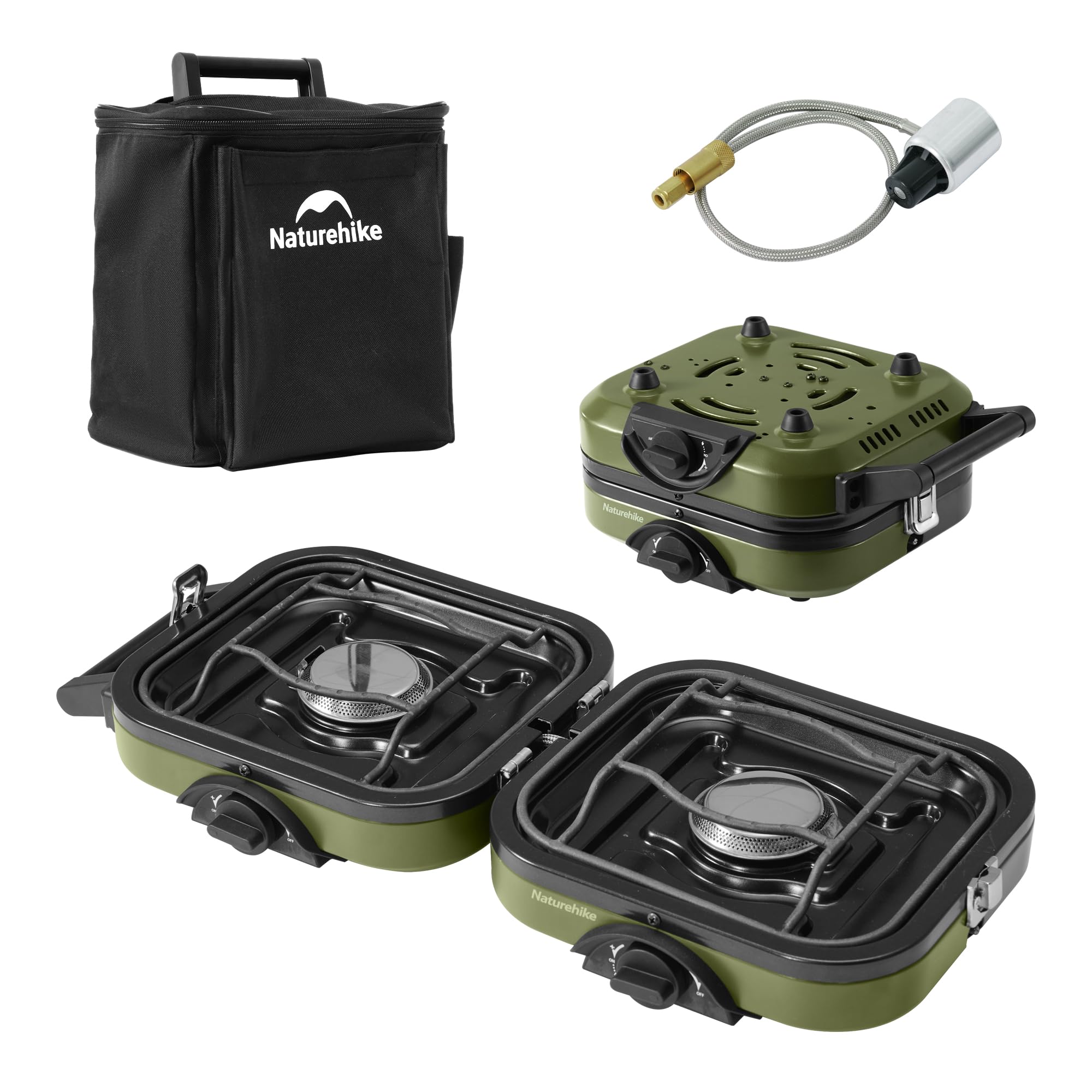Naturehike 2 Burner Folding Camping Stove, Portable Propane Gas Stove With Carry Bag, 16000 Btu High-Performance Camp Stove With