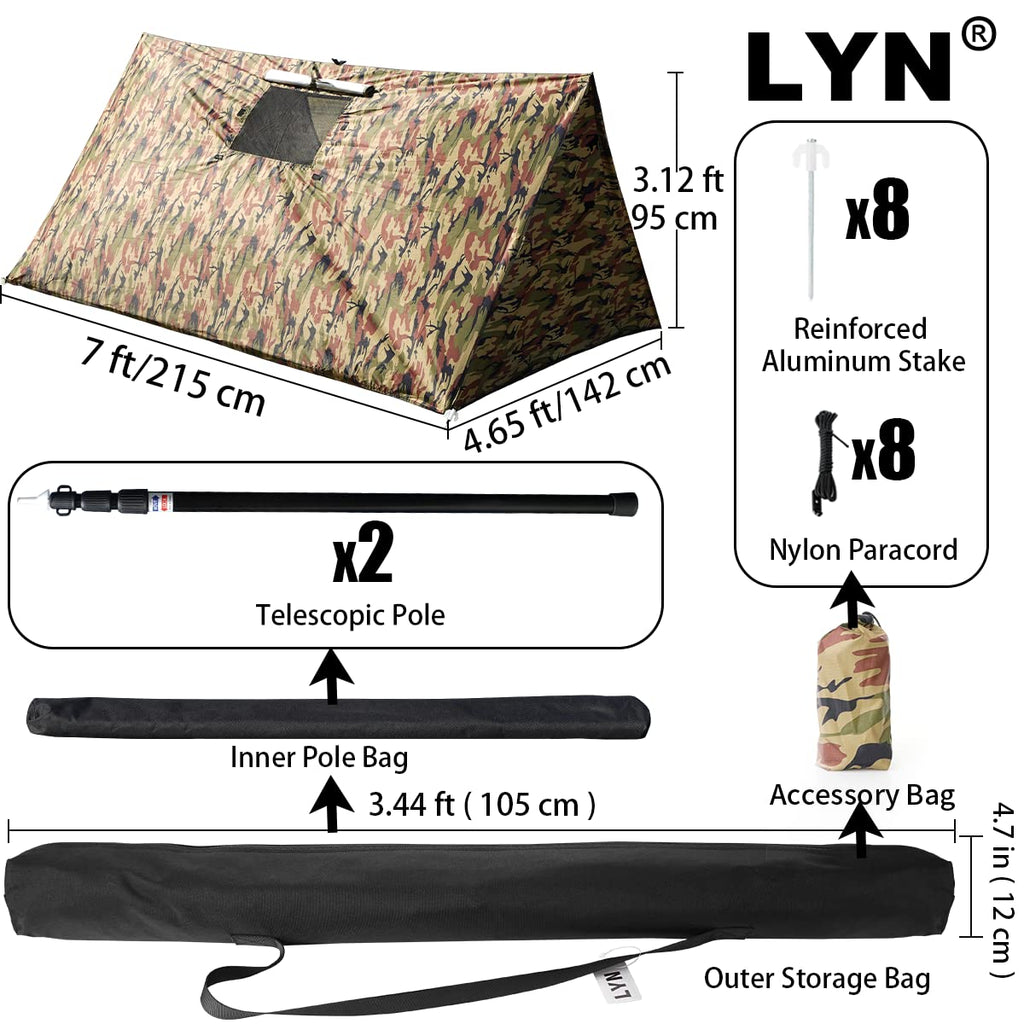 All-Round Protection:Lyn 4 Person Instant Pop Up Camouflage Shelter Emergency Tent,Thermal Waterproof Ultralight Bugout With Scr