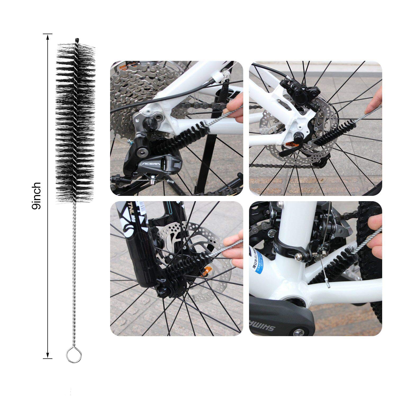 Qkurt 9Pcs Bike Cleaning Tool Set, Bicycle Clean Brush Kit For Bike Tire Chain Sprocket Corner Fit For Motorcycle Bikes