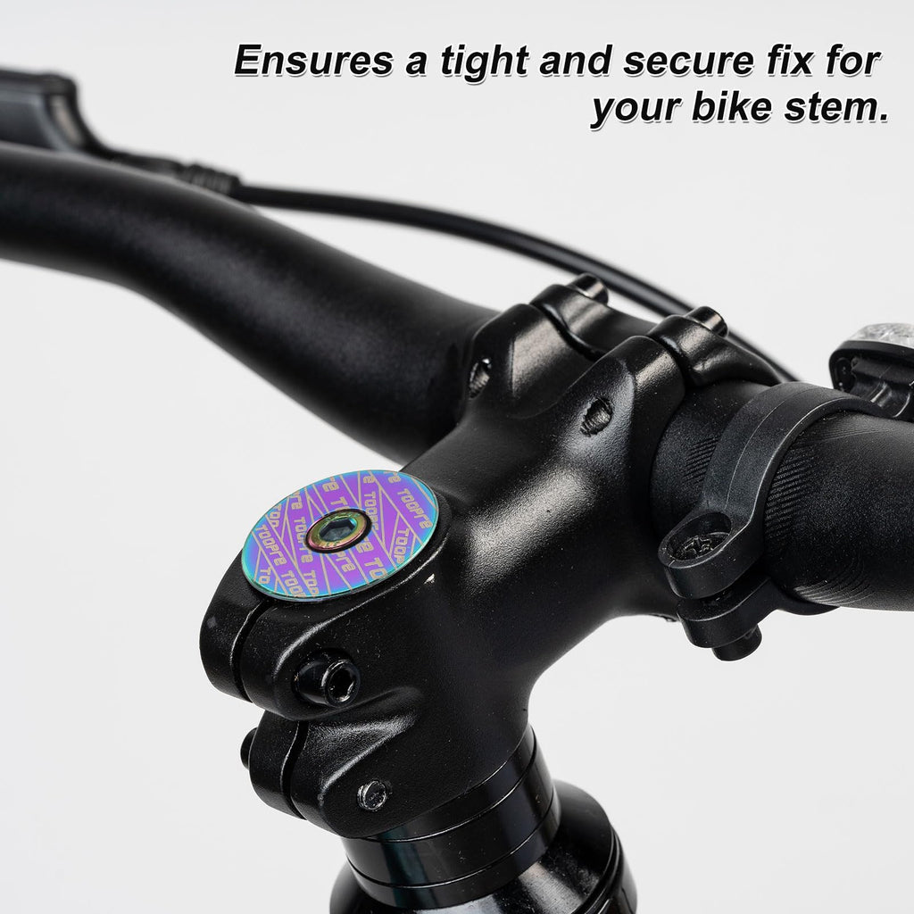 Harfington 1 1/4 Od Bicycle Headset Stem Top Cap Aluminum Alloy Cycling Headset Cover Stem With Rainbow Color M6 Bolt For Mounta