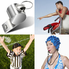Finegood 5 Packs Stainless Steel Whistle, Loud Metal Whistle With Lanyard For Referees Coaches Lifeguards Survival Emergency Foo