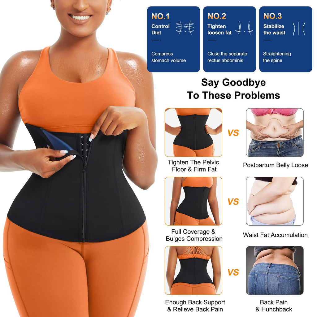 Traininggirl Women Waist Trainer Trimmer Corset Weight Loss Tummy Wrap Workout Belt Sweat Belly Band Sports Girdle Sauna Suit Bl