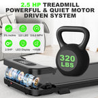 Treadmill Wirh Incline - 2.5Hp Low Noise Under Desk Treadmill, Portable Treadmills For Home Office, Compact Walking Pads Fit For