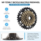 Rainflowwer Shimano 7 Speed Bike Cassette, Mf-Tz500-7 Bicycle Cassette 14-34T Multiple Cassette Cycling Replacement Part