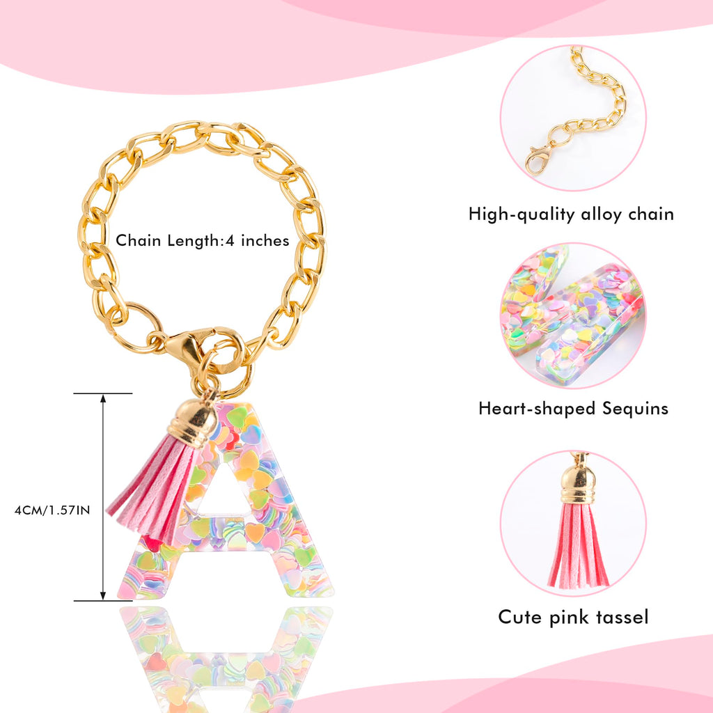 Letter Charm Accessories for Stanley Cup 1 PCS Cute Initial Keychain Handle Charm for Stanley Tumbler for Women Pink Letter A