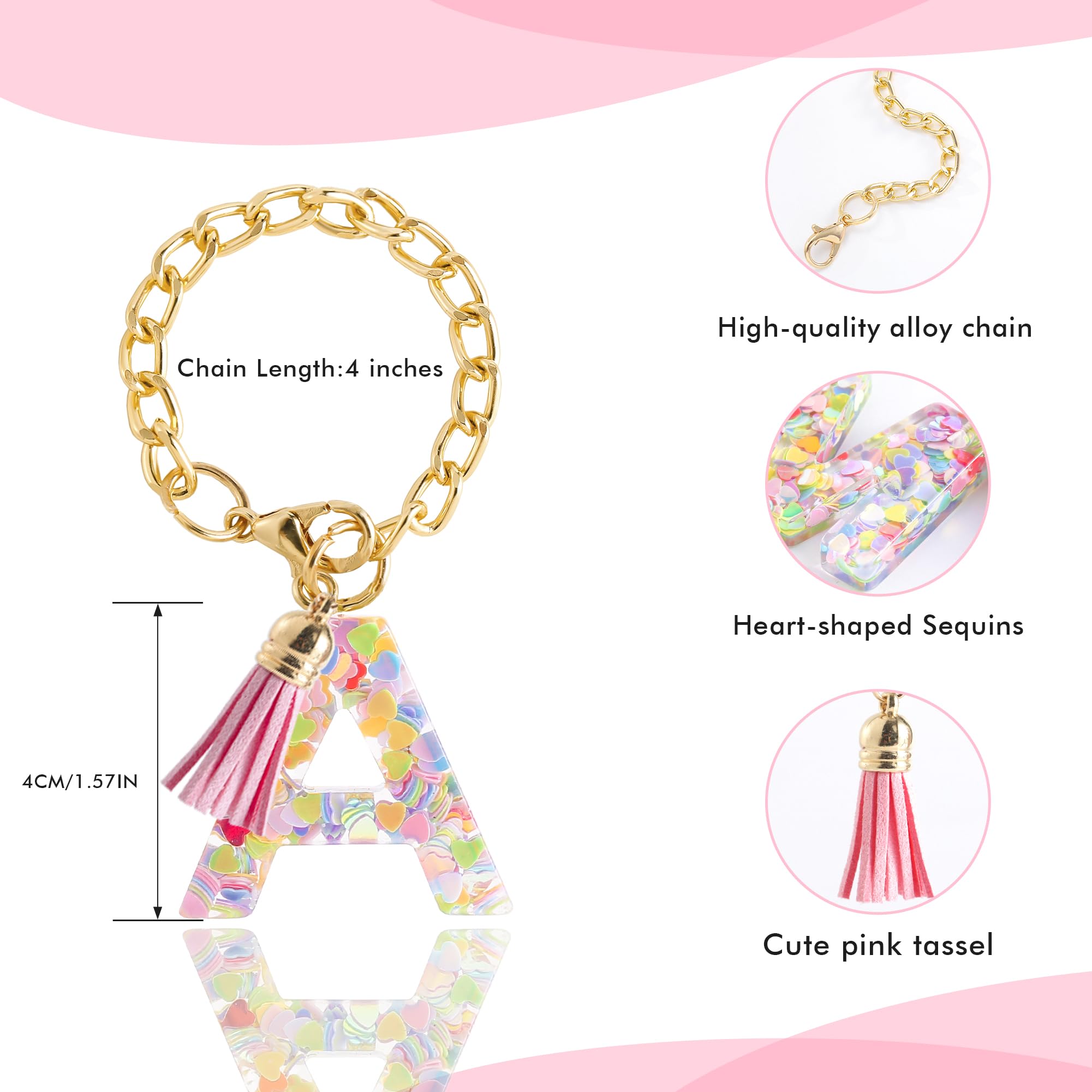 Letter Charm Accessories for Stanley Cup 1 PCS Cute Initial Keychain Handle Charm for Stanley Tumbler for Women Pink Letter A