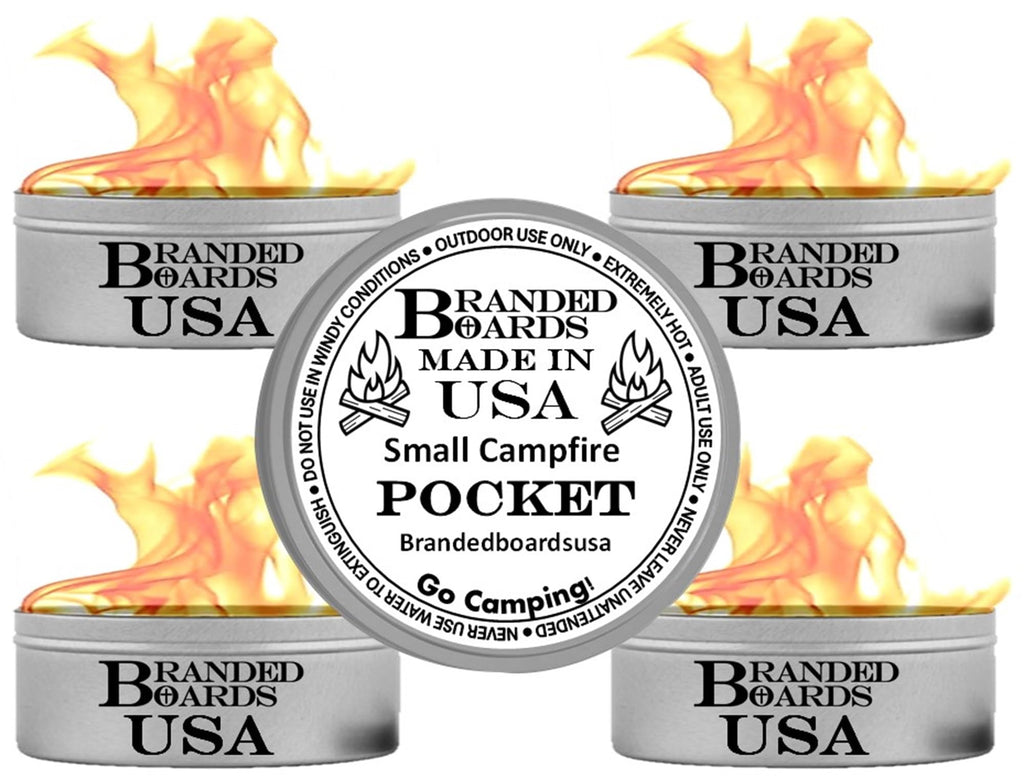 Branded Boards | Made In Usa | Portable Mini Bonfire Campfire In A Can | Reusable & Up To 2 Hours Of Burn Time | Picnics Parties