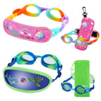 Ruigao Kids Swim Goggles Age 2-6, Toddler Goggles No Hair Pull,Child Goggles Padded Headband (2Pk - Rainbow/Turtle)