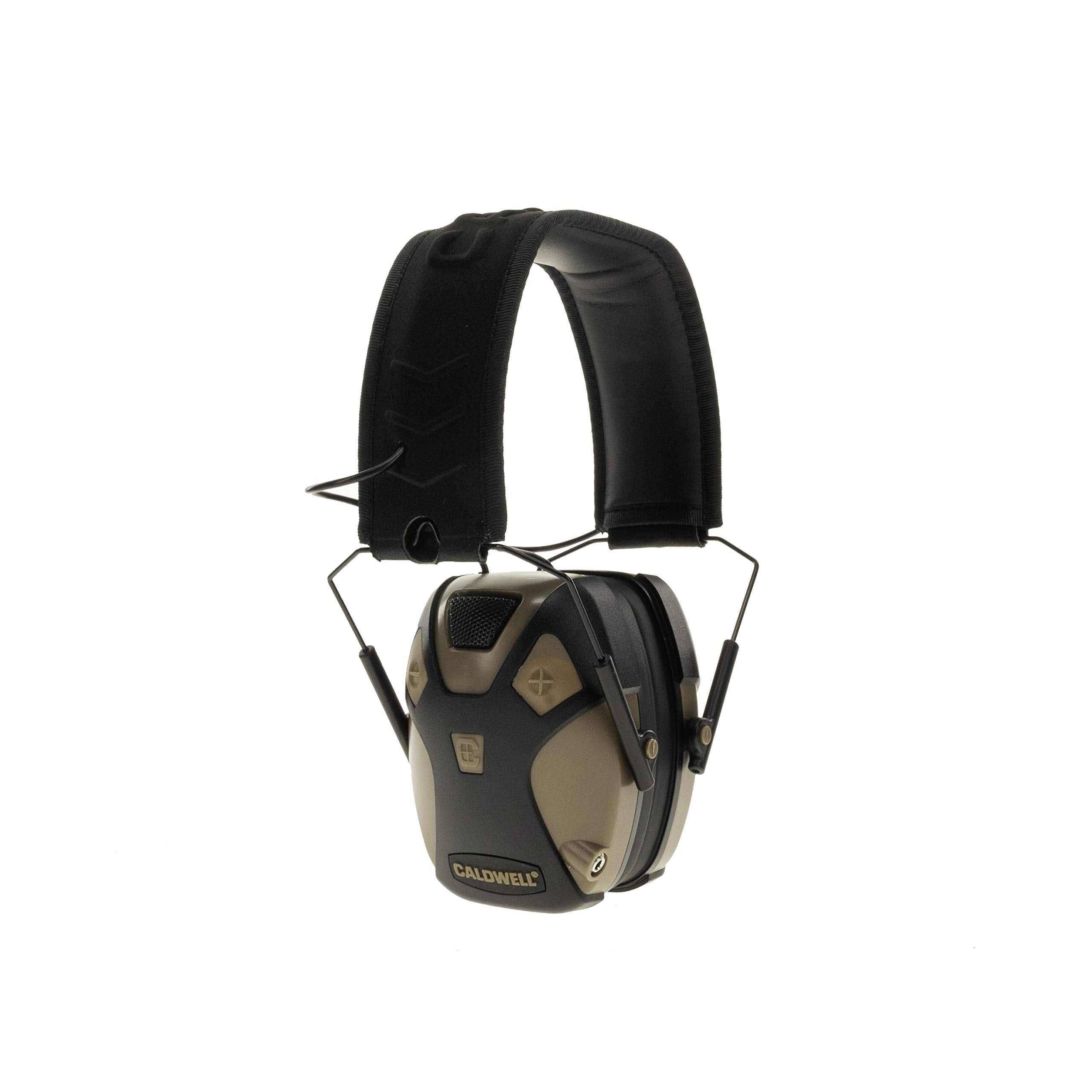 Caldwell E-Max Pro Electronic Hearing Protection 23-24 Nrr - Adjustable Lo Pro Earmuffs For Shooting, Hunting And Range, Brown