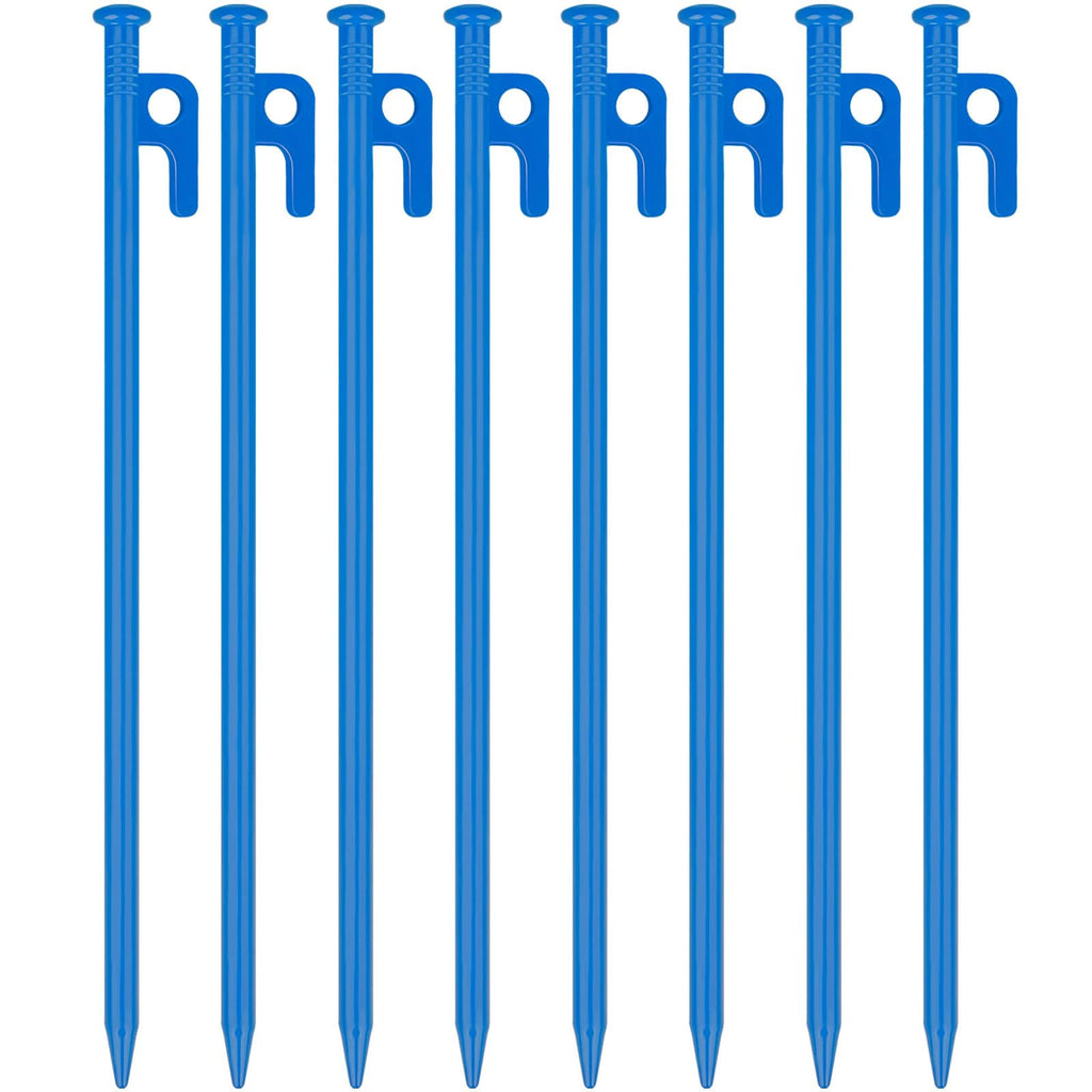 8 Pack Tent Stakes Heavy Duty 12 Inch Steel Tent Pegs For Camping Unbreakable And Inflexible-Blue