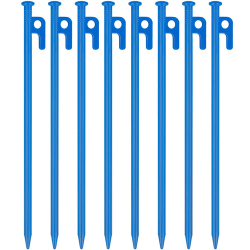 8 Pack Tent Stakes Heavy Duty 12 Inch Steel Tent Pegs For Camping Unbreakable And Inflexible-Blue