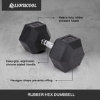Lionscool Hex Dumbbell (65Lb Single) Black